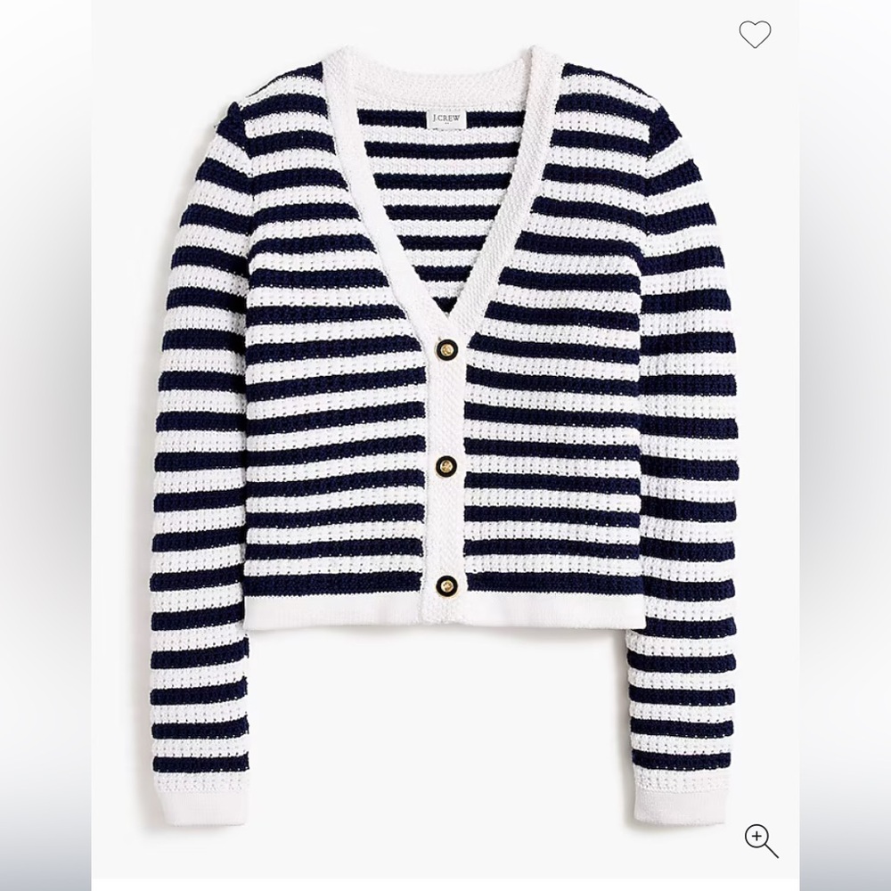 J Crew Factory V Neck Sweater Cardigan Stripes